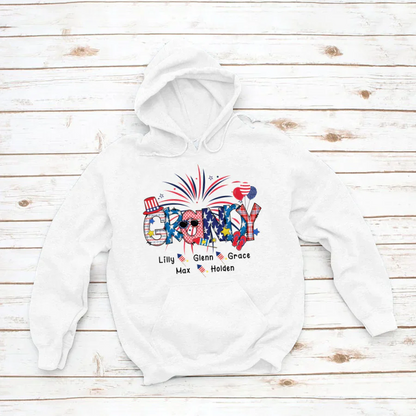 Patriotic Doodle 4th Of July Grandy And Grandkid CTH01 Hoodie