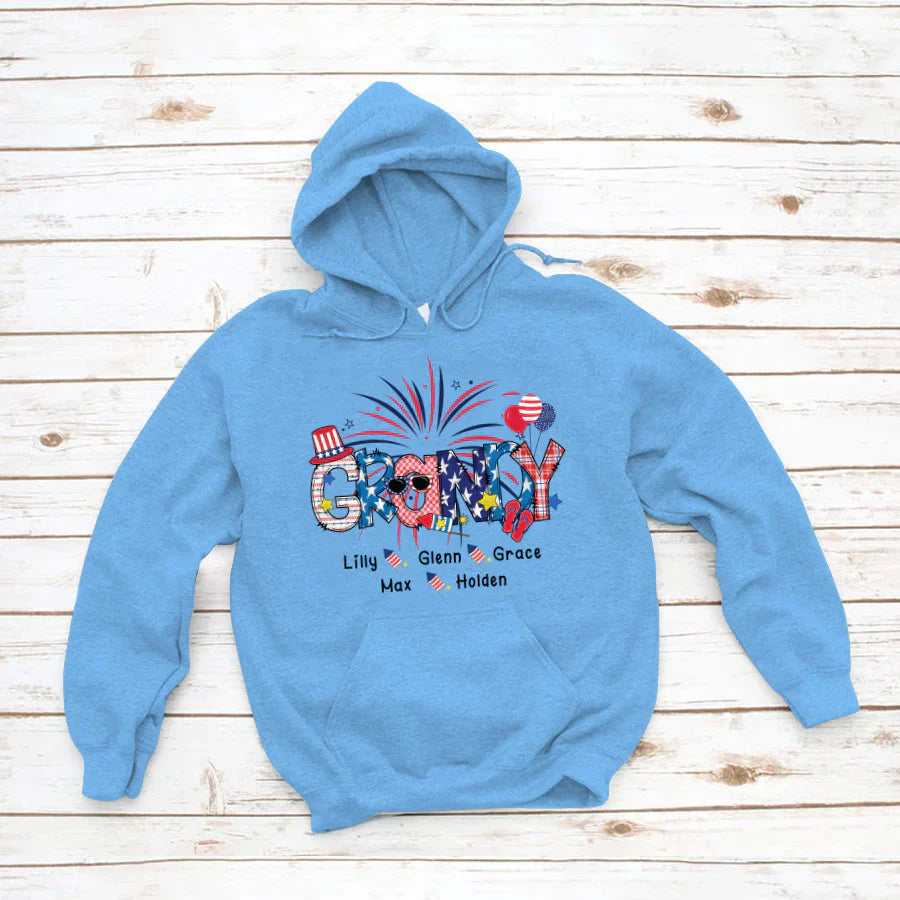 Patriotic Doodle 4th Of July Grandy And Grandkid CTH01 Hoodie