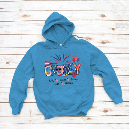Patriotic Doodle 4th Of July Grandy And Grandkid CTH01 Hoodie