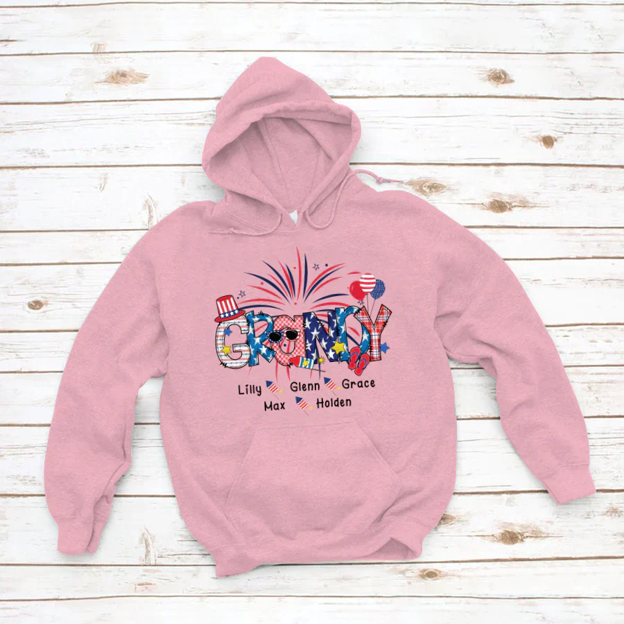 Patriotic Doodle 4th Of July Grandy And Grandkid CTH01 Hoodie