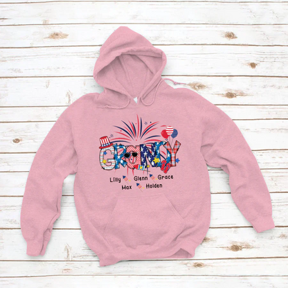 Patriotic Doodle 4th Of July Grandy And Grandkid CTH01 Hoodie