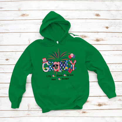 Patriotic Doodle 4th Of July Grandy And Grandkid CTH01 Hoodie