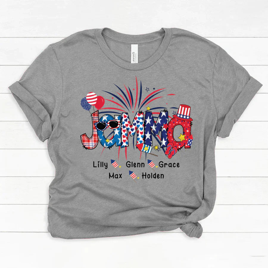 Patriotic Doodle 4th Of July Jamma And Grandkid CTH01 Classic Canvas