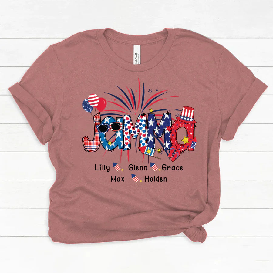 Patriotic Doodle 4th Of July Jamma And Grandkid CTH01 Classic Canvas