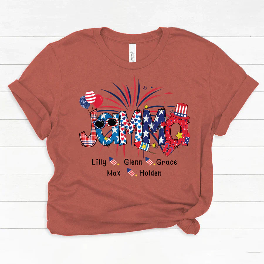 Patriotic Doodle 4th Of July Jamma And Grandkid CTH01 Classic Canvas