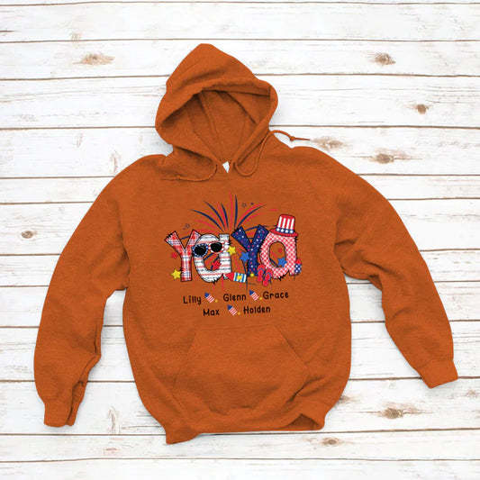 Patriotic Doodle 4th Of July Yaya And Grandkid CTH01 Hoodie