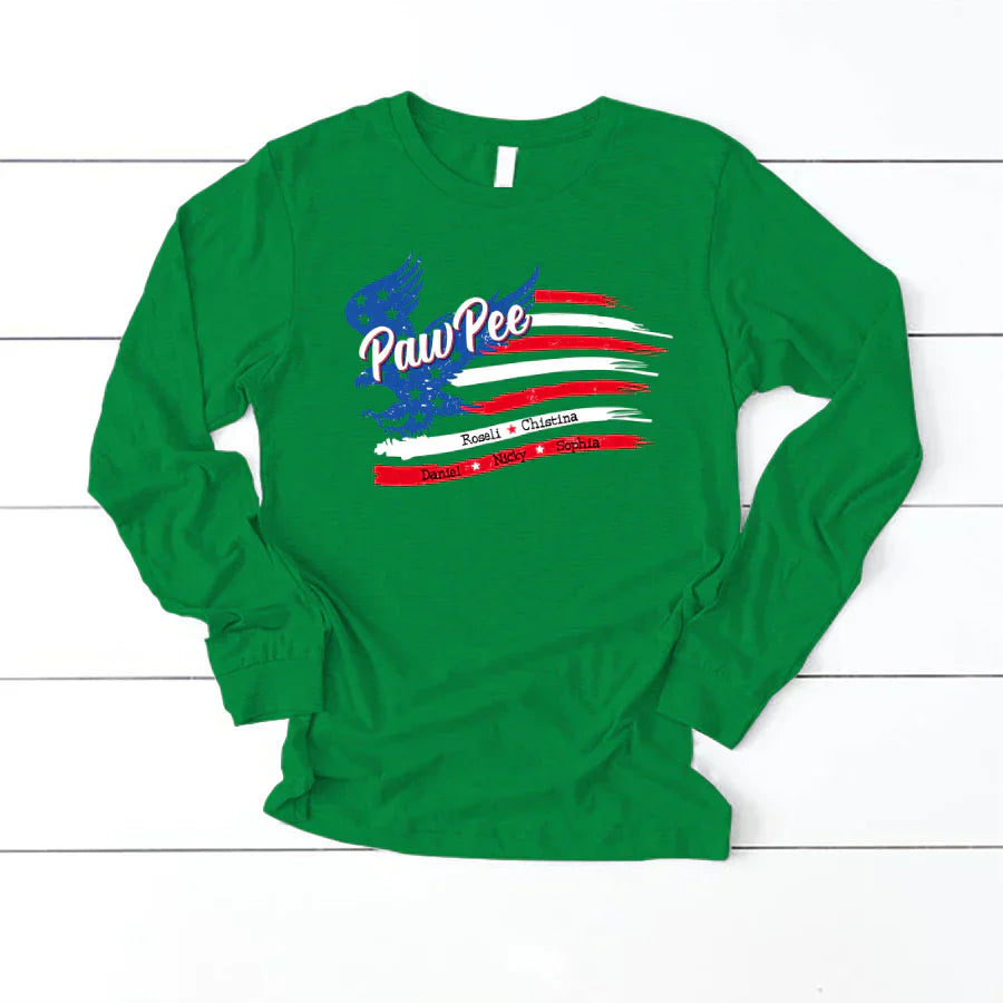 PawPee With Grandkids Names 4th Of July CTL94 Longsleeve