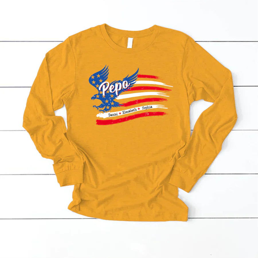 Pepo With Grandkids Names 4th Of July CTL94 Longsleeve