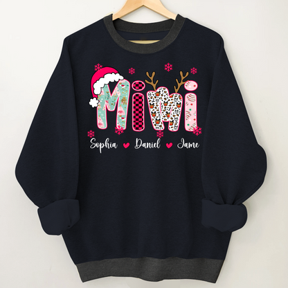 Personalized Christmas Santa Mimi Nana Grandma and Grandkids Christmas Shirt