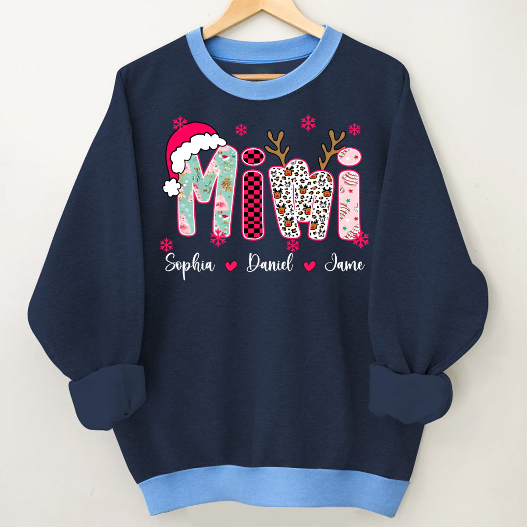 Personalized Christmas Santa Mimi Nana Grandma and Grandkids Christmas Shirt