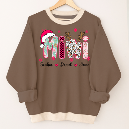 Personalized Christmas Santa Mimi Nana Grandma and Grandkids Christmas Shirt