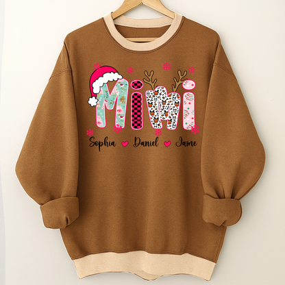 Personalized Christmas Santa Mimi Nana Grandma and Grandkids Christmas Shirt
