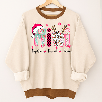 Personalized Christmas Santa Mimi Nana Grandma and Grandkids Christmas Shirt
