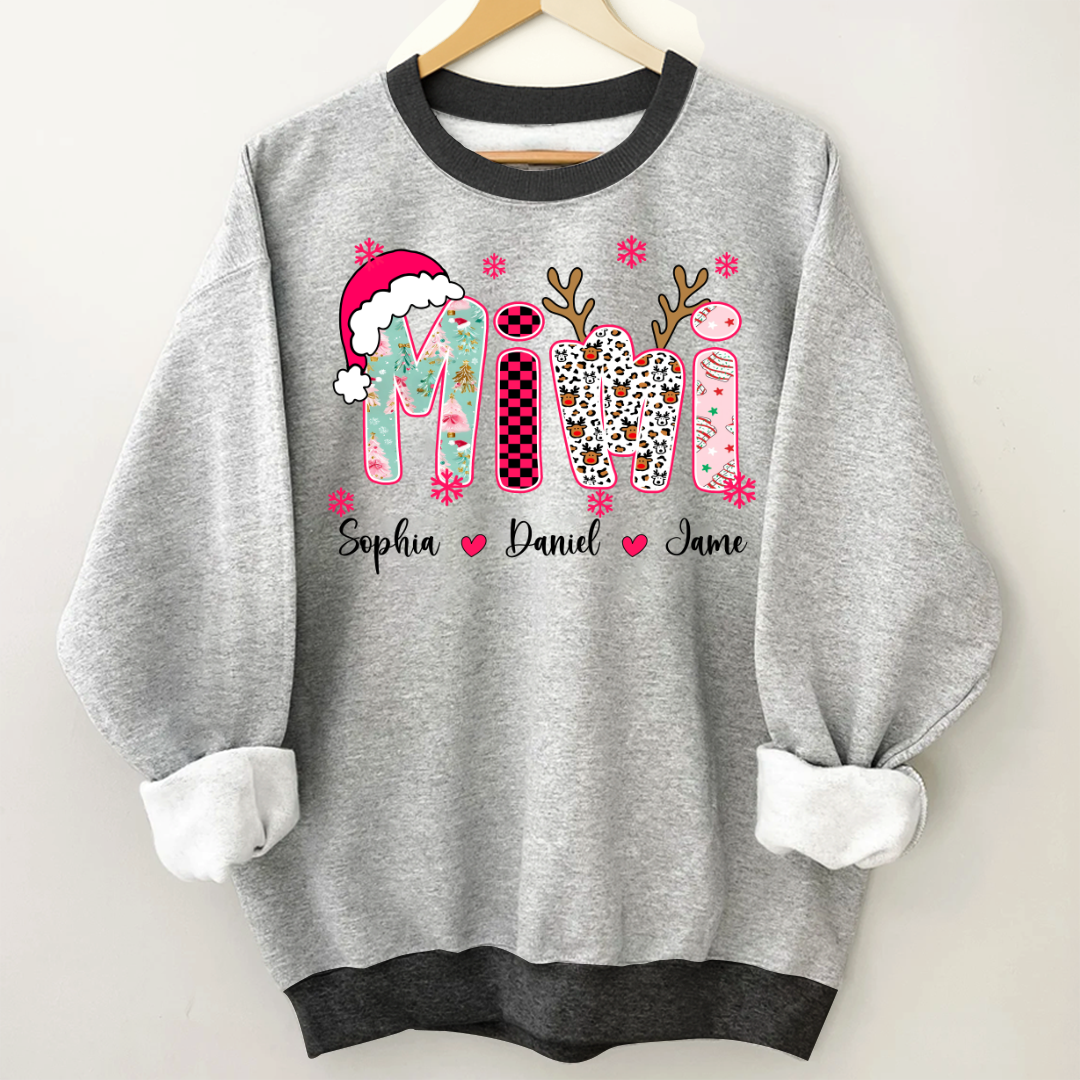 Personalized Christmas Santa Mimi Nana Grandma and Grandkids Christmas Shirt