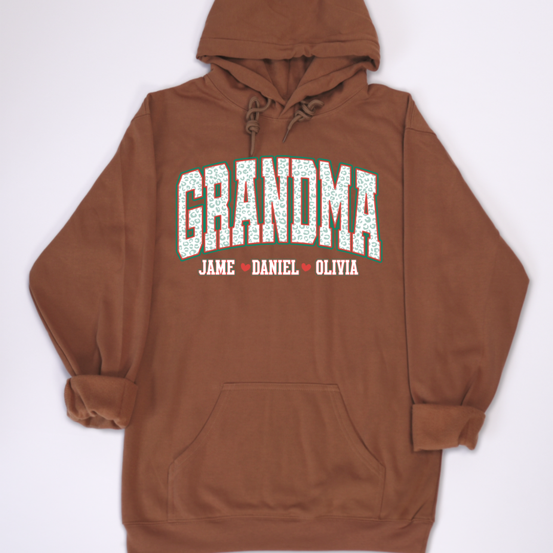 Personalized Grandma and Grandkids Leopard Christmas Gift Shirt