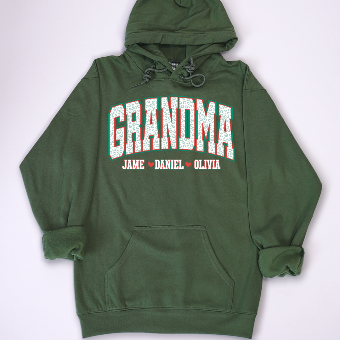 Personalized Grandma and Grandkids Leopard Christmas Gift Shirt
