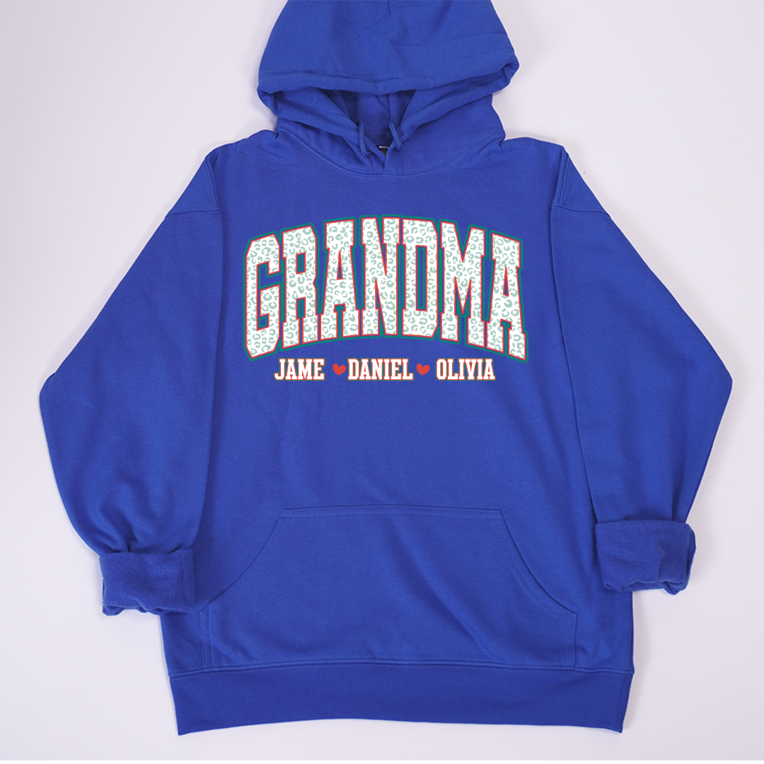 Personalized Grandma and Grandkids Leopard Christmas Gift Shirt