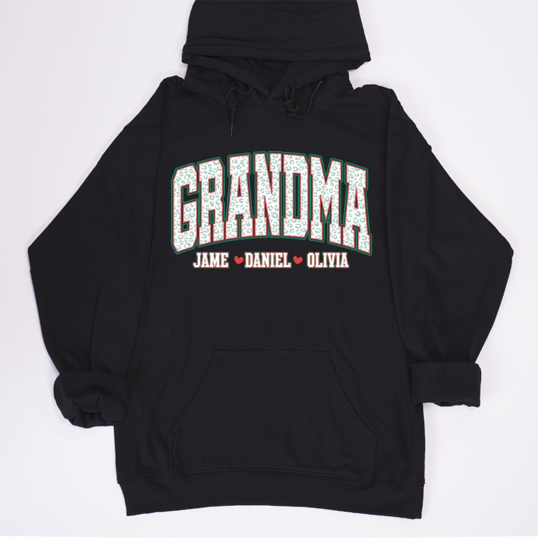 Personalized Grandma and Grandkids Leopard Christmas Gift Shirt