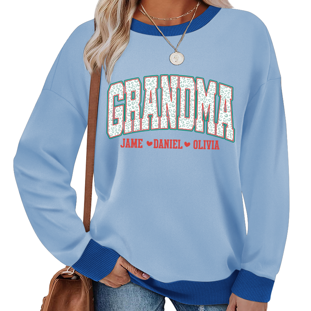 Personalized Grandma and Grandkids Leopard Christmas Gift Shirt