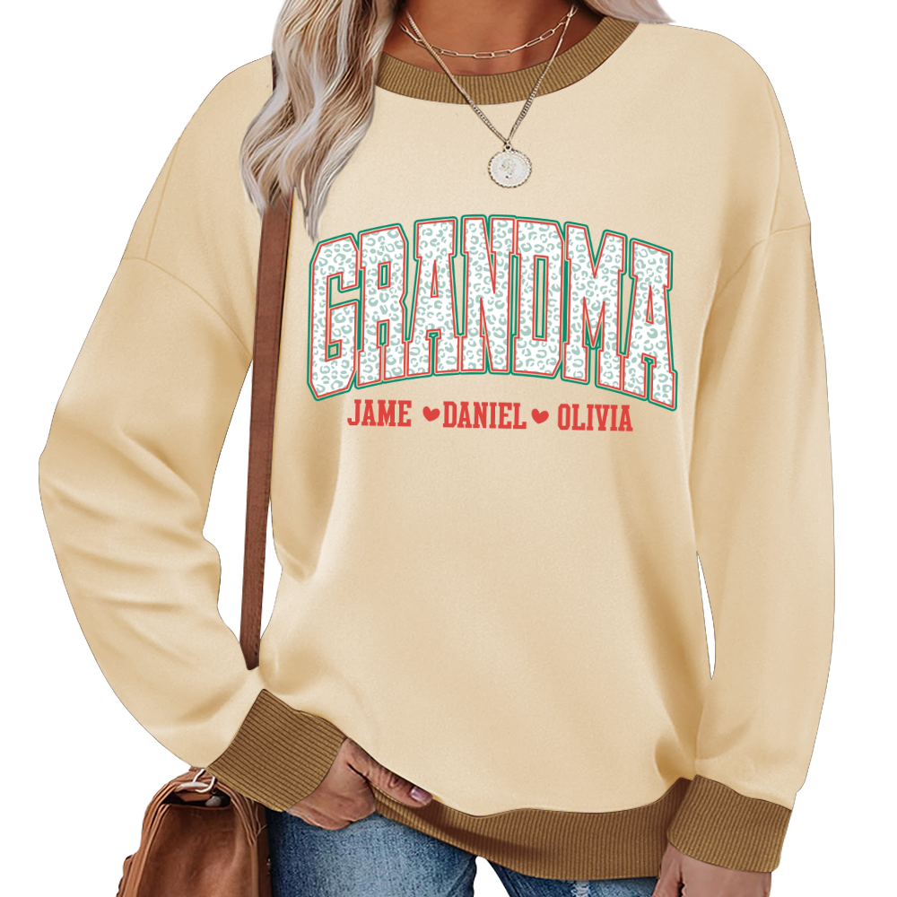 Personalized Grandma and Grandkids Leopard Christmas Gift Shirt