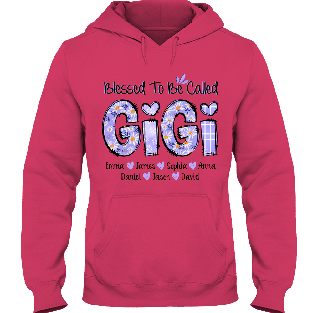 Personalized Blessed To Be Called Gigi Purple With Kids TH Hoodie
