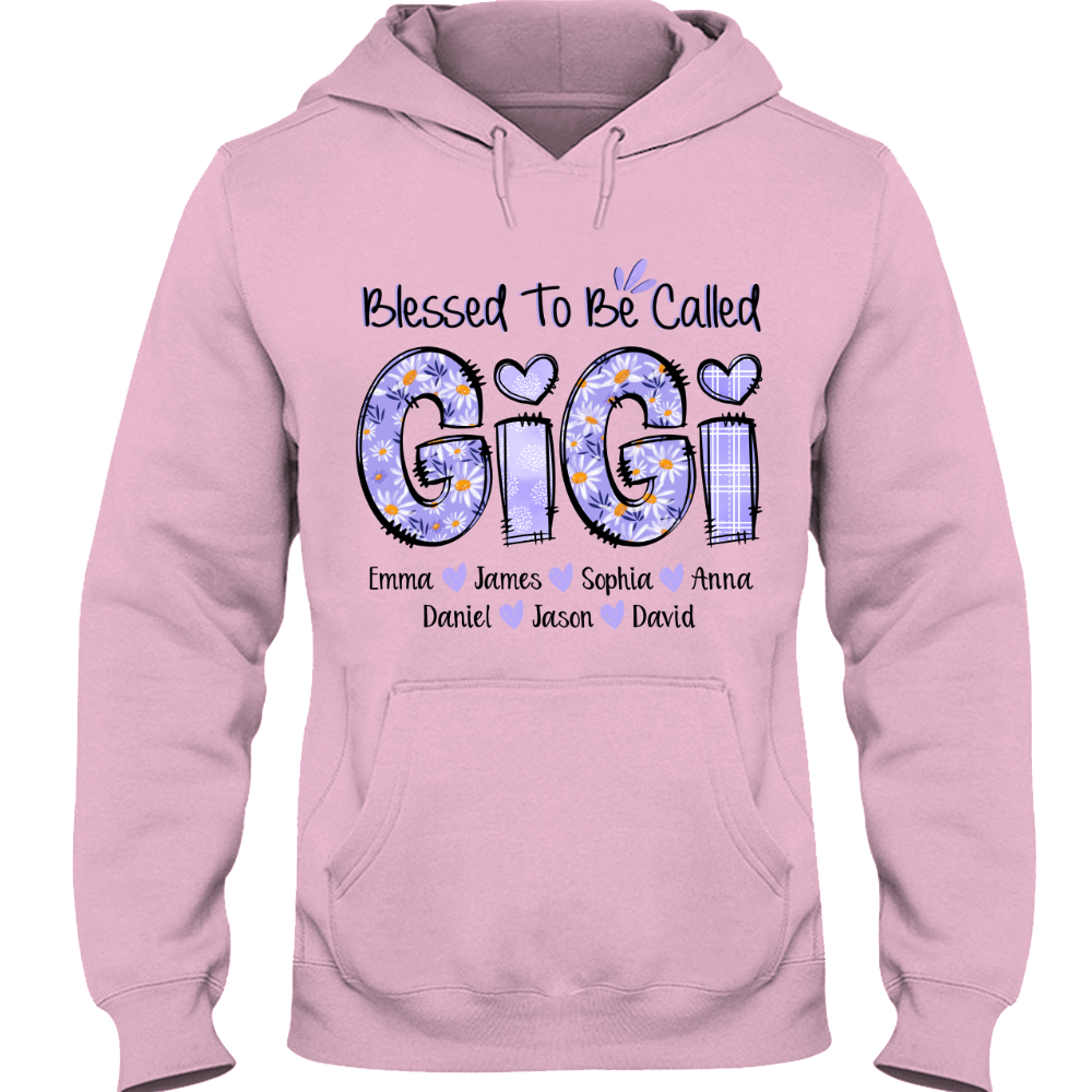 Personalized Blessed To Be Called Gigi Purple With Kids TH Hoodie