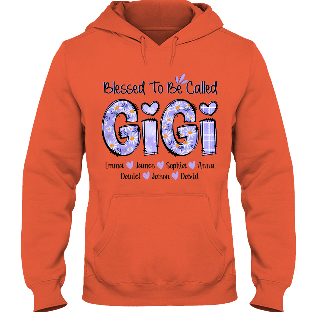 Personalized Blessed To Be Called Gigi Purple With Kids TH Hoodie