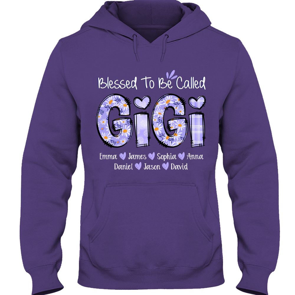 Personalized Blessed To Be Called Gigi Purple With Kids TH Hoodie