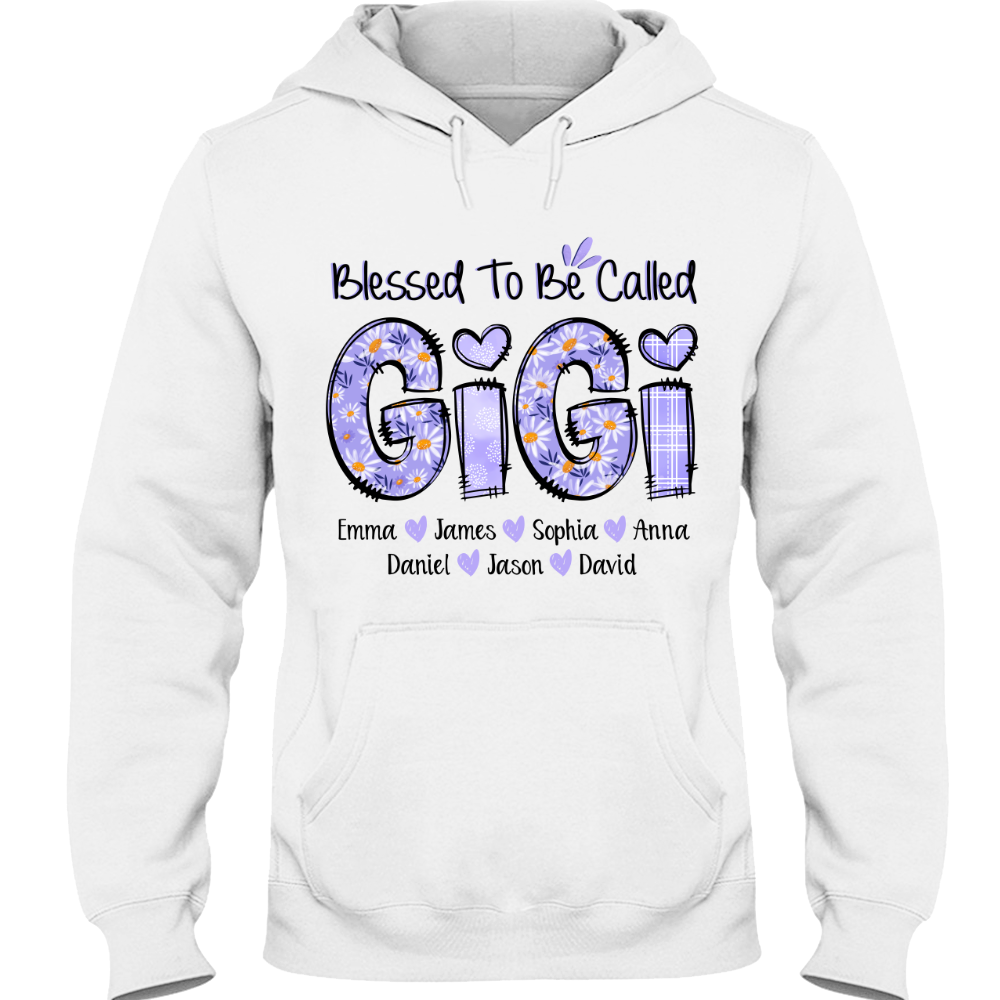 Personalized Blessed To Be Called Gigi Purple With Kids TH Hoodie