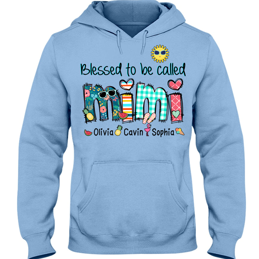 Personalized Blessed To Be Called Mimi Summer Doodle Shirt Hoodie