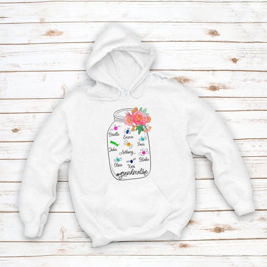Personalized Bug Grandmlife Custom Names And Grandkids Mother's Day Hoodie