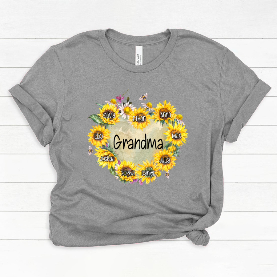 Personalized Grandma Hearts Sunflower Classic Canvas