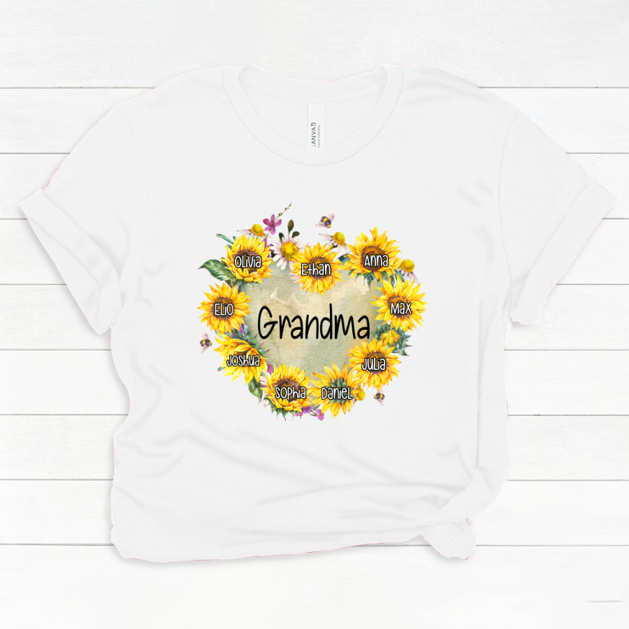 Personalized Grandma Hearts Sunflower Classic Canvas