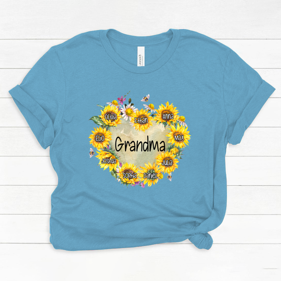 Personalized Grandma Hearts Sunflower Classic Canvas