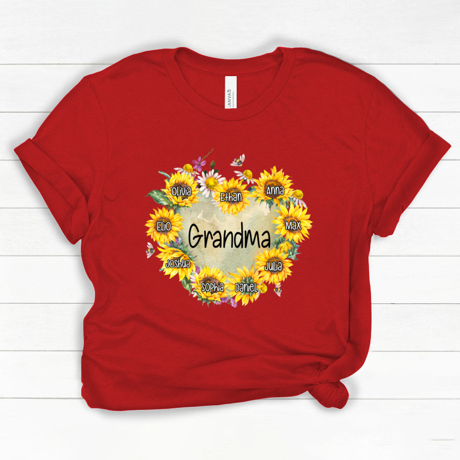 Personalized Grandma Hearts Sunflower Classic Canvas