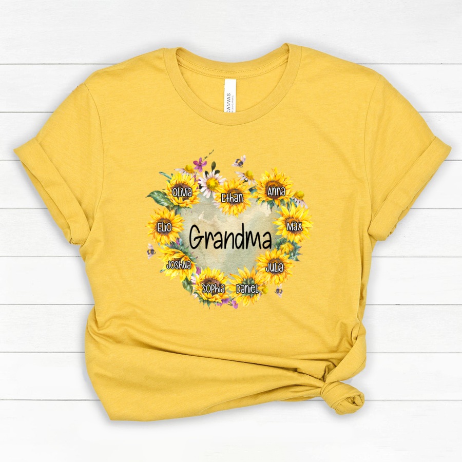 Personalized Grandma Hearts Sunflower Classic Canvas