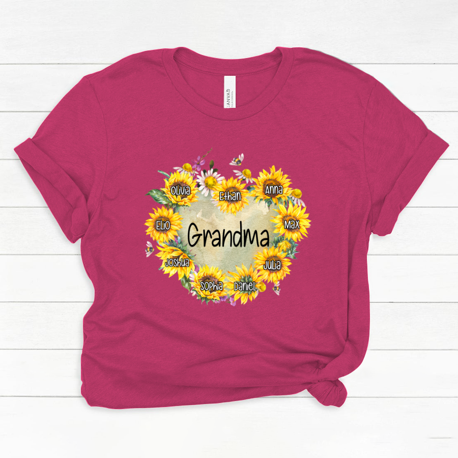 Personalized Grandma Hearts Sunflower Classic Canvas