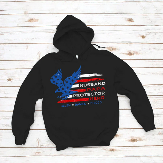 Personalized Husband Papa Protector Hero 4th Of July CTL94 Hoodie