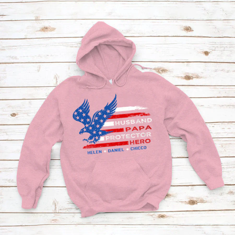 Personalized Husband Papa Protector Hero 4th Of July CTL94 Hoodie