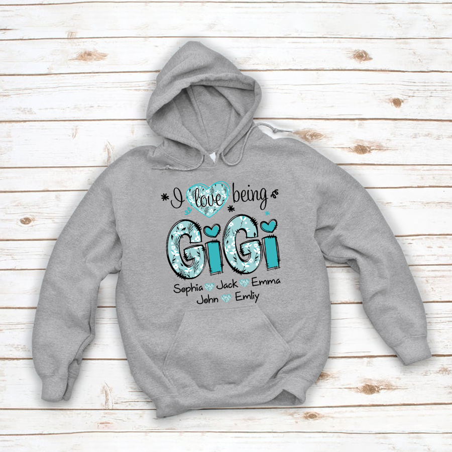 Personalized I love being Gigi Flower Custom Names And Grandkids Mother's Day Hoodie