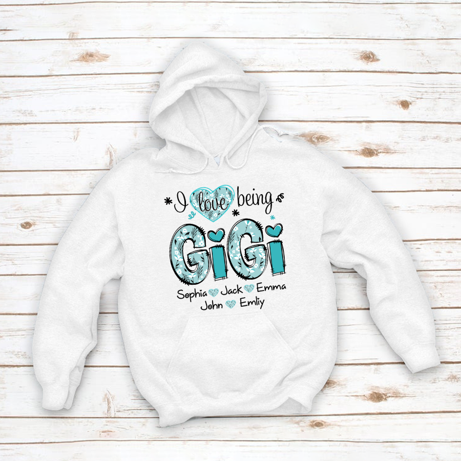 Personalized I love being Gigi Flower Custom Names And Grandkids Mother's Day Hoodie