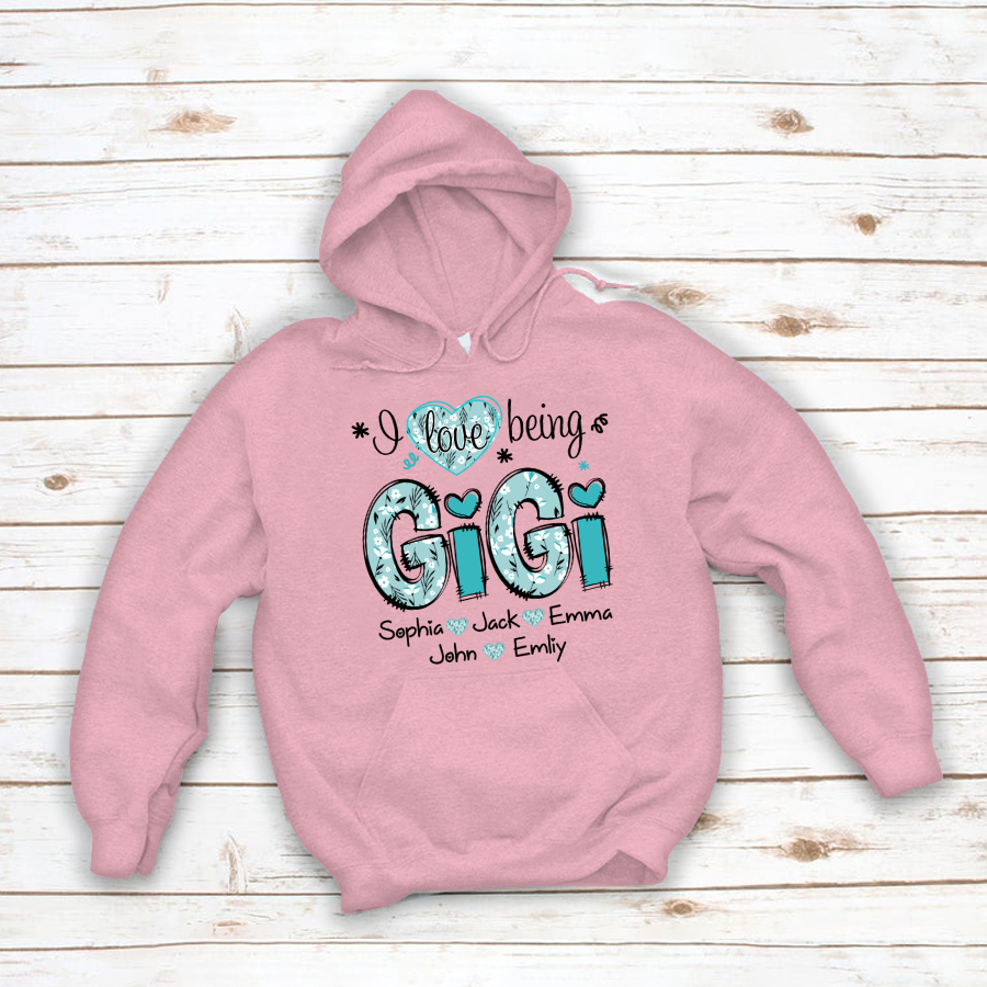 Personalized I love being Gigi Flower Custom Names And Grandkids Mother's Day Hoodie