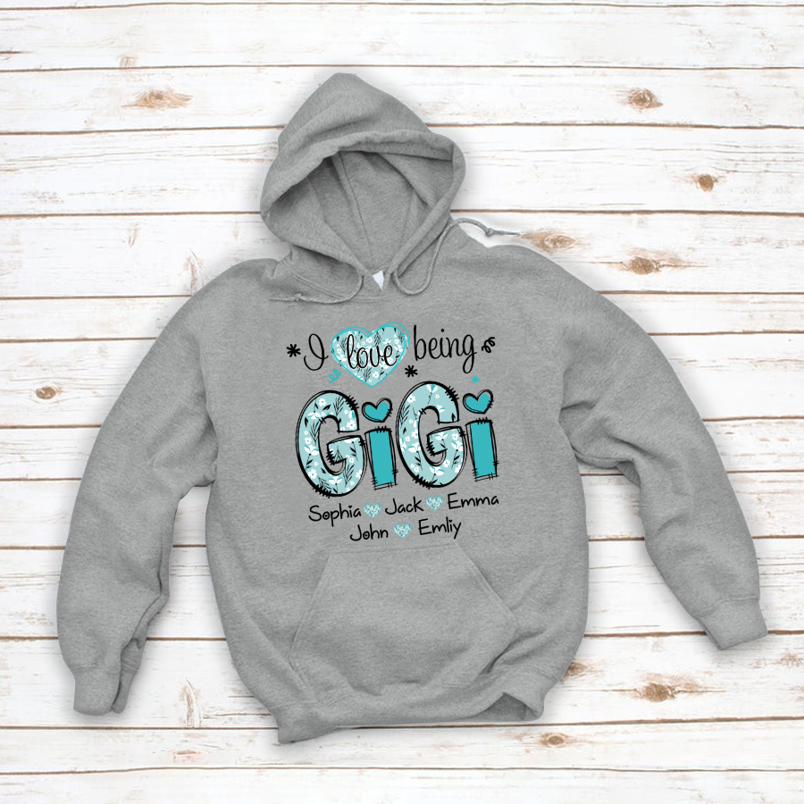 Personalized I love being Gigi Flower Custom Names And Grandkids Mother's Day Hoodie