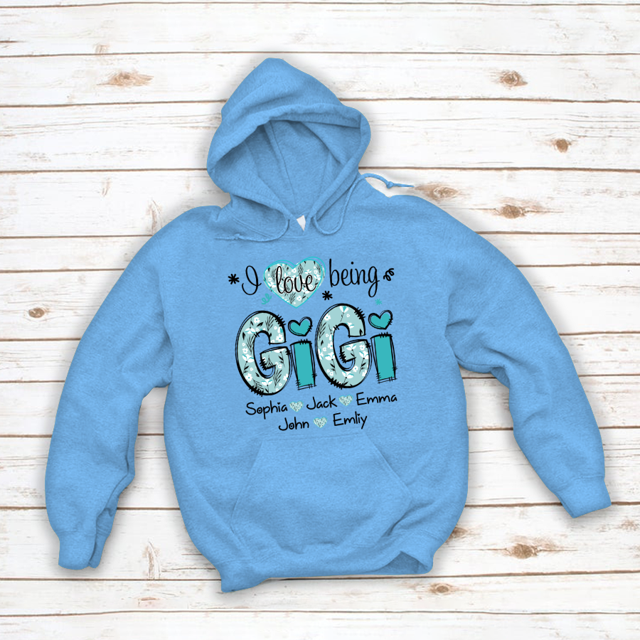 Personalized I love being Gigi Flower Custom Names And Grandkids Mother's Day Hoodie