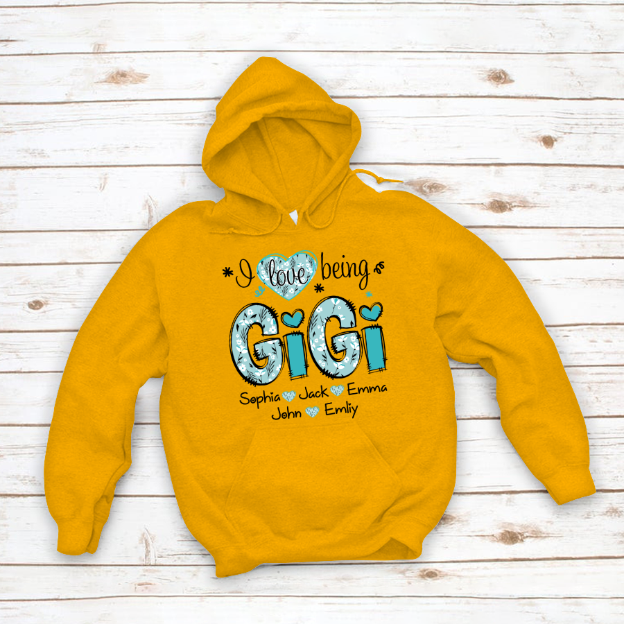 Personalized I love being Gigi Flower Custom Names And Grandkids Mother's Day Hoodie