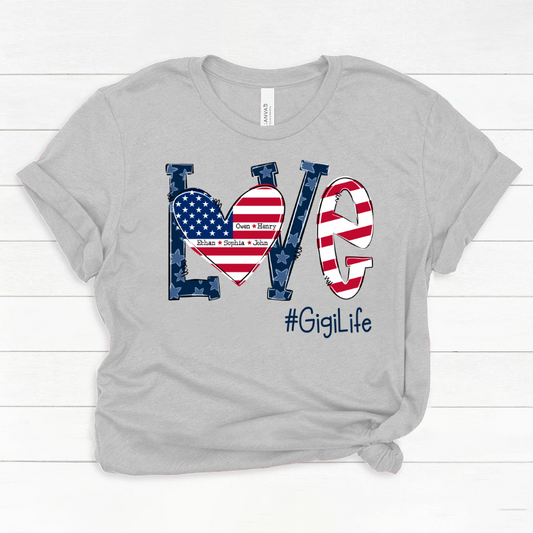 Personalized Love Gigi Life American Flag Classic Canvas