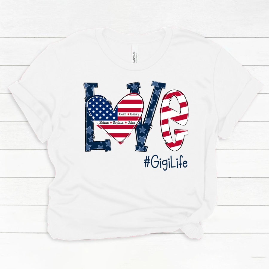 Personalized Love Gigi Life American Flag Classic Canvas