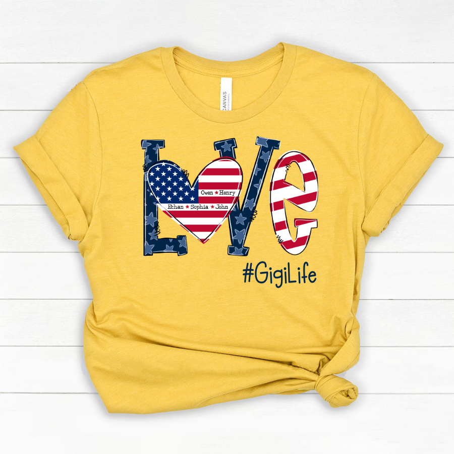 Personalized Love Gigi Life American Flag Classic Canvas