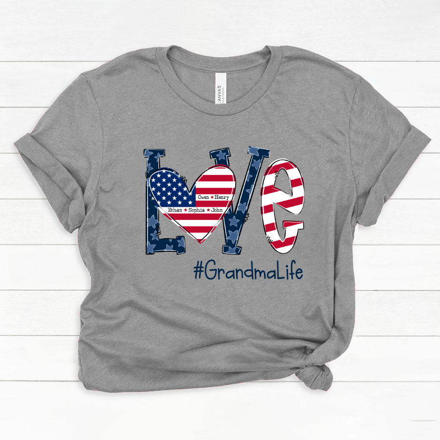 Personalized Love Grandma Life American Flag Classic Canvas