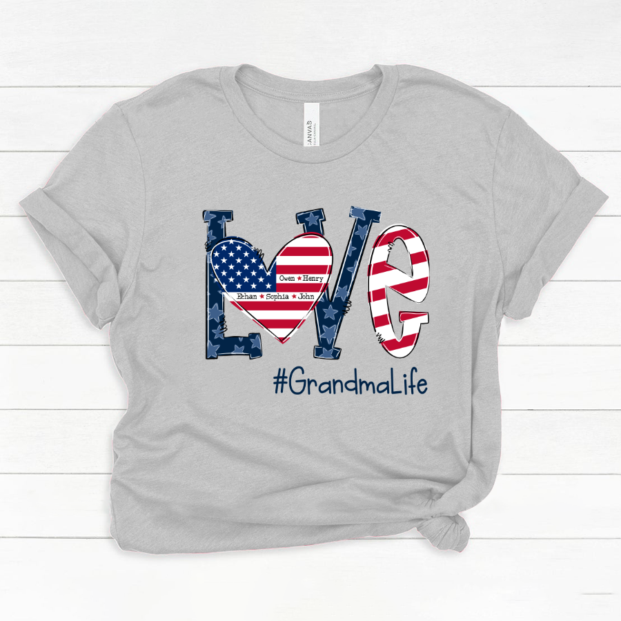 Personalized Love Grandma Life American Flag Classic Canvas